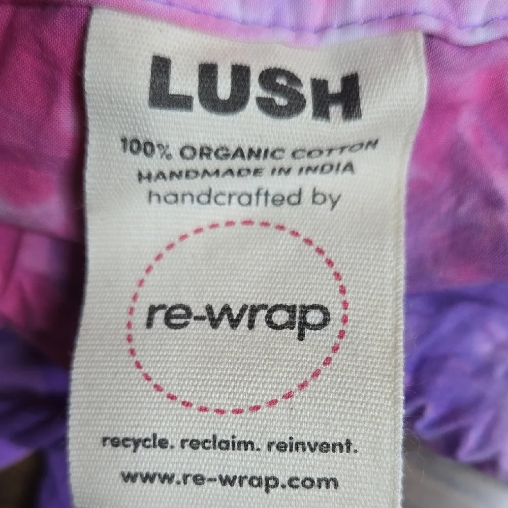 Lush Tie-Dye Sleepy Bear Drawstring Backpack Pink Purple Organic‎ Cotton 11